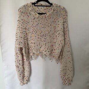 Wild Honey Cropped Confetti Knit Distressed Y2K Sweater
